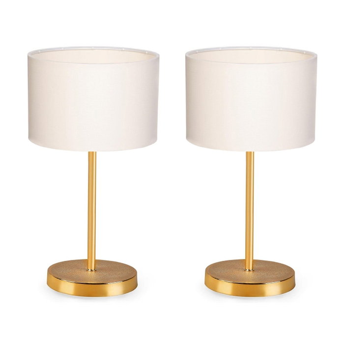 Opviq Juego de 2 Lámparas de Mesa Crema y Dorado Opviq Juego de 2 Lámparas de Mesa Crema y Dorado